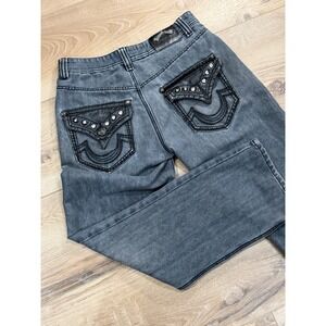 Imperious Delf Trading Men's 32x32 Grey Wash Distressed Jeans Striaght Baggy Y2K